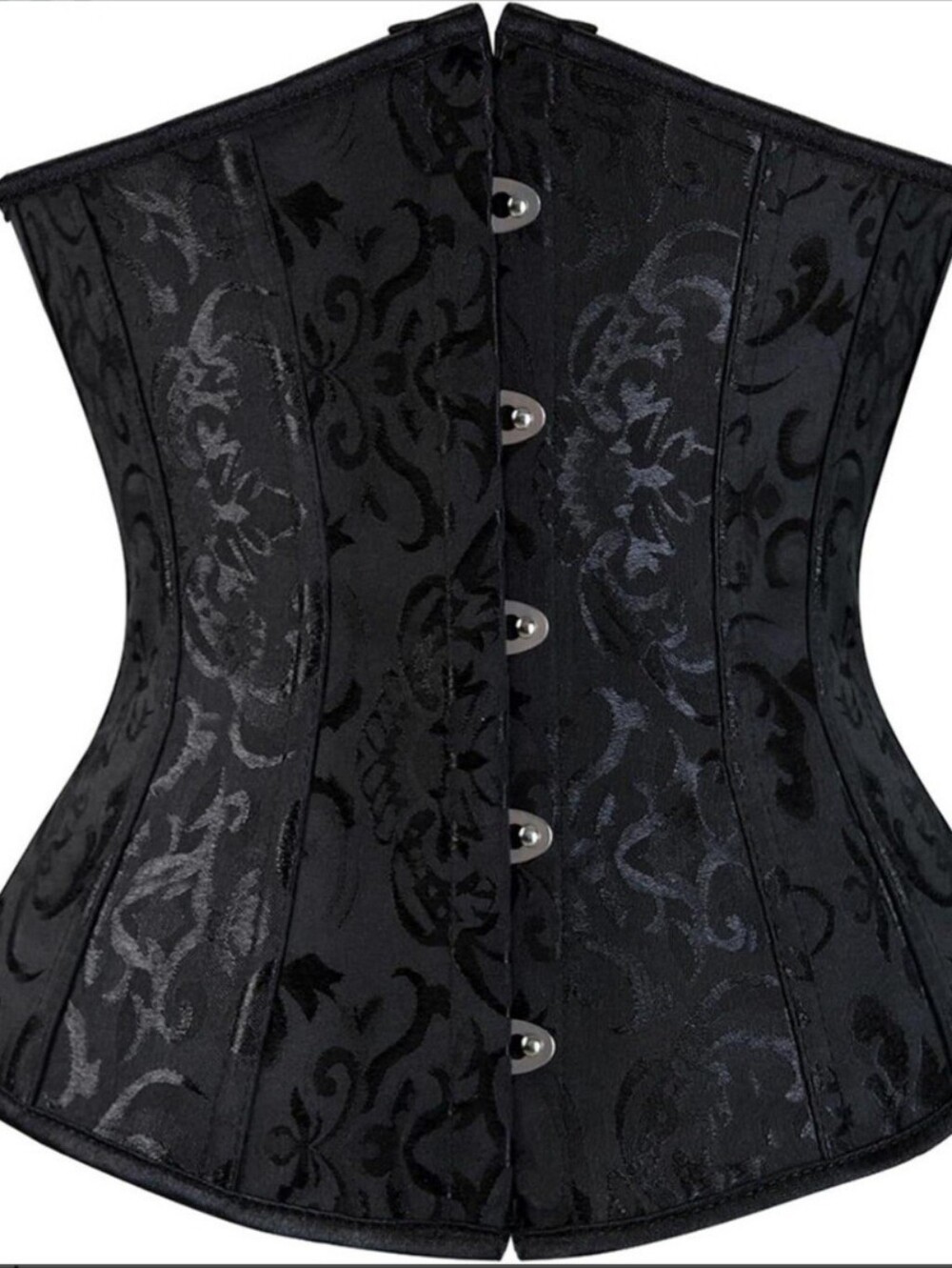 Black Brocade Underbust Corset. Gothic Renaissance Steampunk  3XL